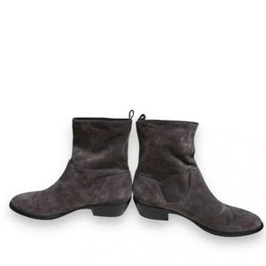 Via Spiga Fora Suede Leather Slouch Heeled Ankle Bootie Graphite Grey Size 8.5
